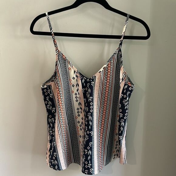 Striped V-Neck Silky Swing Top - Picture 1 of 4